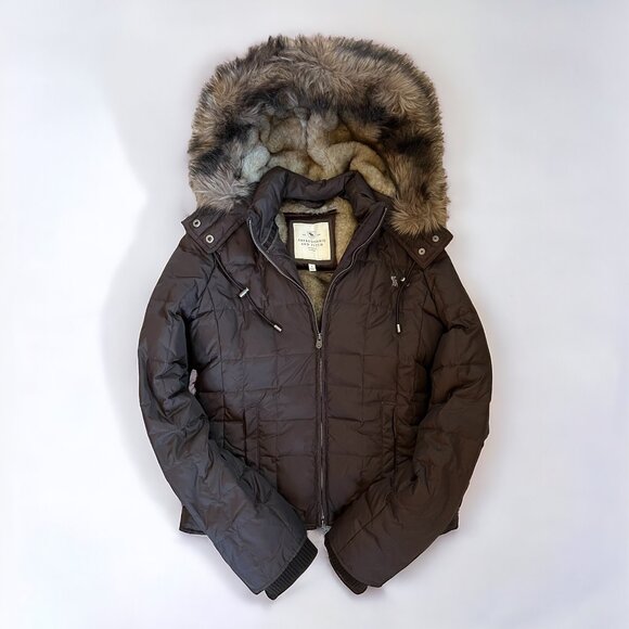 Abercrombie & Fitch Jackets & Blazers - Abercrombie Faux Fur Lined Quilted Hooded Jacket